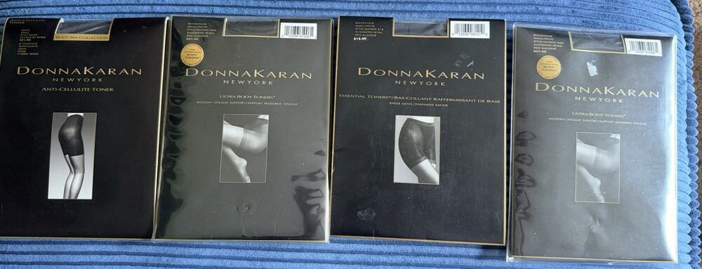 VTG LOT Black 90s Donna Karan New York Hosiery Pantyhose Size Small